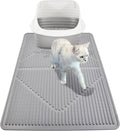 Mofason Rubber Large Cat Litter Mat, Grey Silicone Kitty Cat Litter Box Mat | Waterproof 28"x20" litter matt for cats; easy clean litter trapping catcher mat, cat litterbox mats, large pet mat cat indoor