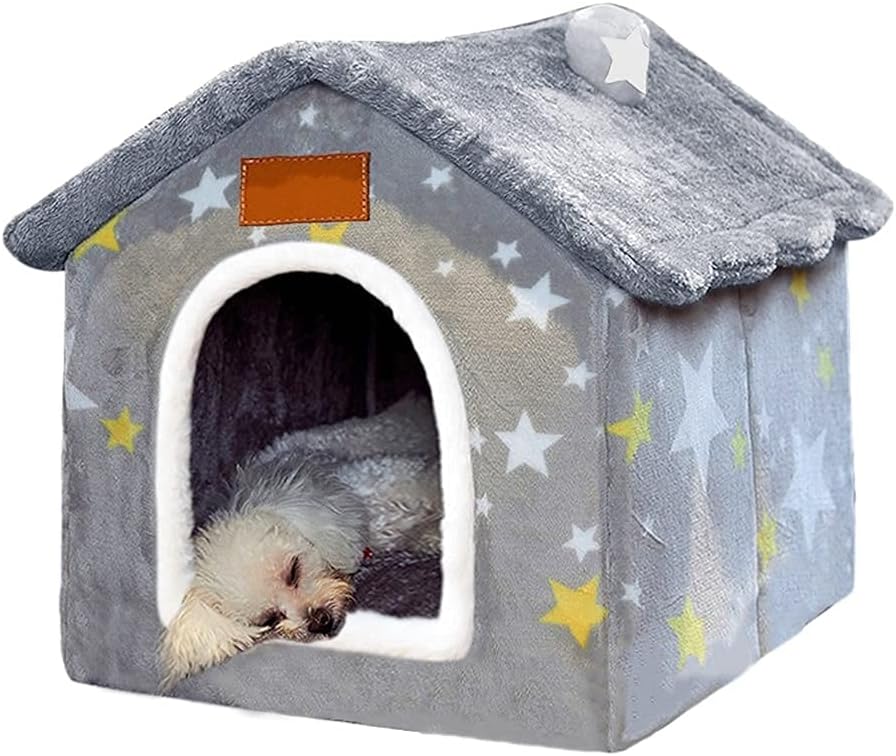 BXEBUI Dog House Indoor Memory Sponge, Foldable Dog House Kennel Bed Mat with Cushion for Small Medium Large Dogs Cats, Winter Warm Cat Nest Puppy Cave Sofa Pet Products (Small)