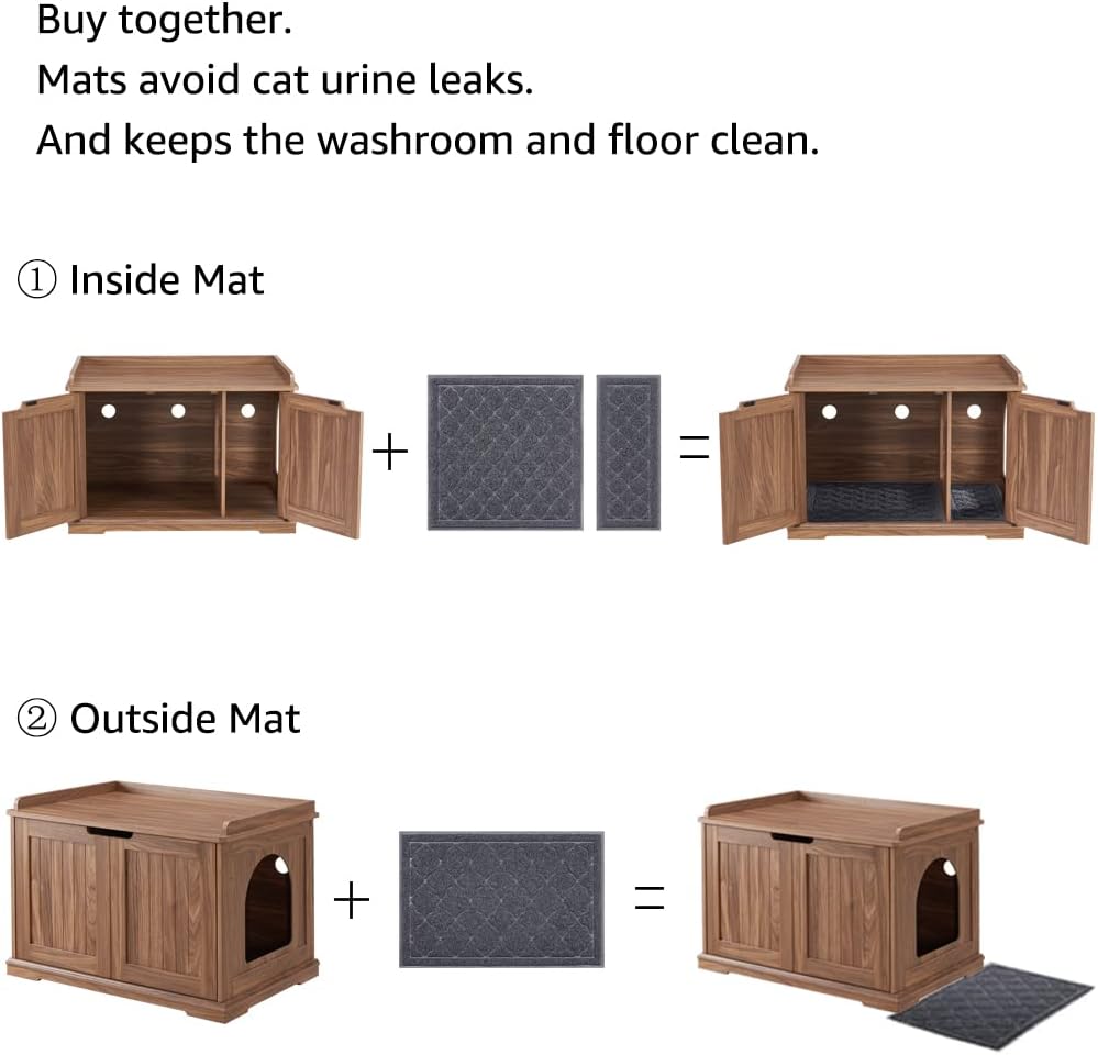 unipaws Cat Litter Box Enclosure Furniture, Hidden Litter Box Cover