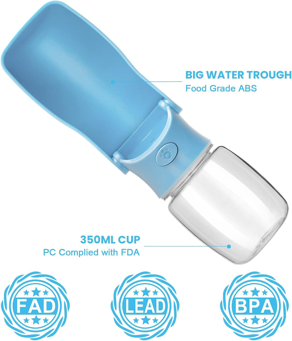 Portable Dog Water Bottle, Foldable Water Bottle for Dog, SkyBlue, 12oz | Leak Proof Dispenser, Dishwasher Safe, Puppy Travel Water Bowl Fit for Cat, Rabbit, Small Animals Walking, Hiking, Travel