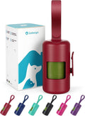 Gobeigo Dog Poop Bag Holder with Convenient Hook for Waste Bags(Red) | Silicone Strap Fits Any Leash, Large Opening for Easy Dispensing with 1 Bonus Roll of Waste Bags