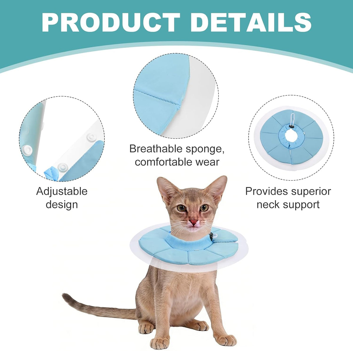 Elizabethan Collar, Cat Cone Collar Pet Cones, S,Blue