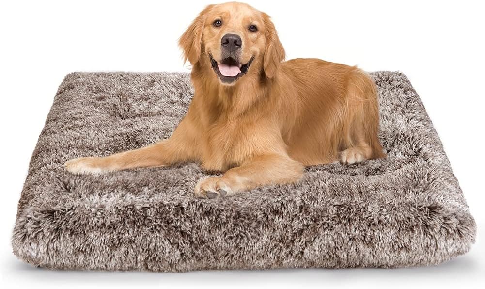 Dog Bed Crate Pad Plush Soft Pet Bed Calming Dog Crate Bed for Large Medium Small Dogs and Cats Washable Anti-Slip Kennel Crate Mats for Sleeping and Anti Anxiety XL