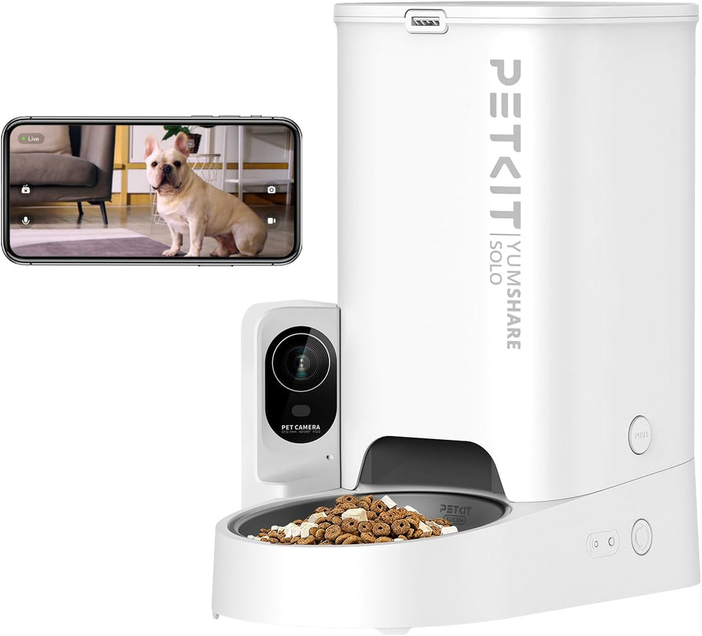 PETKIT Automatic Cat Dog Feeder with 1080P HD Camera+1.85L Wireless Pump Pet Water Fountain Dispenser, 2.4GHz Wifi and 2-Way Audio Pet Feeder Food Dispenser, App Control/Wide Angle/Night Vision Feeder