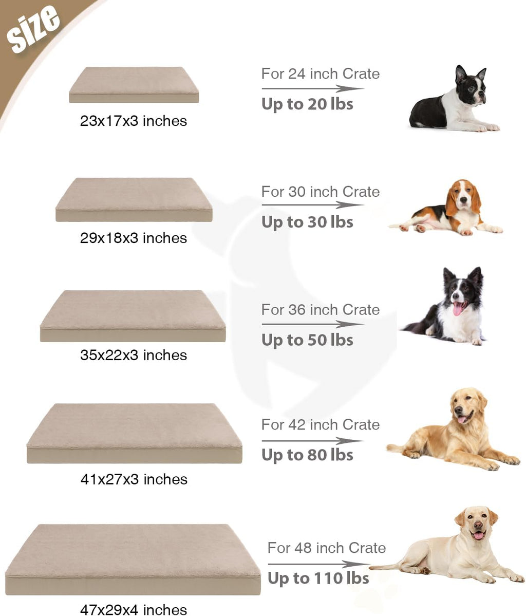 KSIIA Orthopedic Dog Bed for Medium Dogs with Waterproof Lining,Khaki,29x18