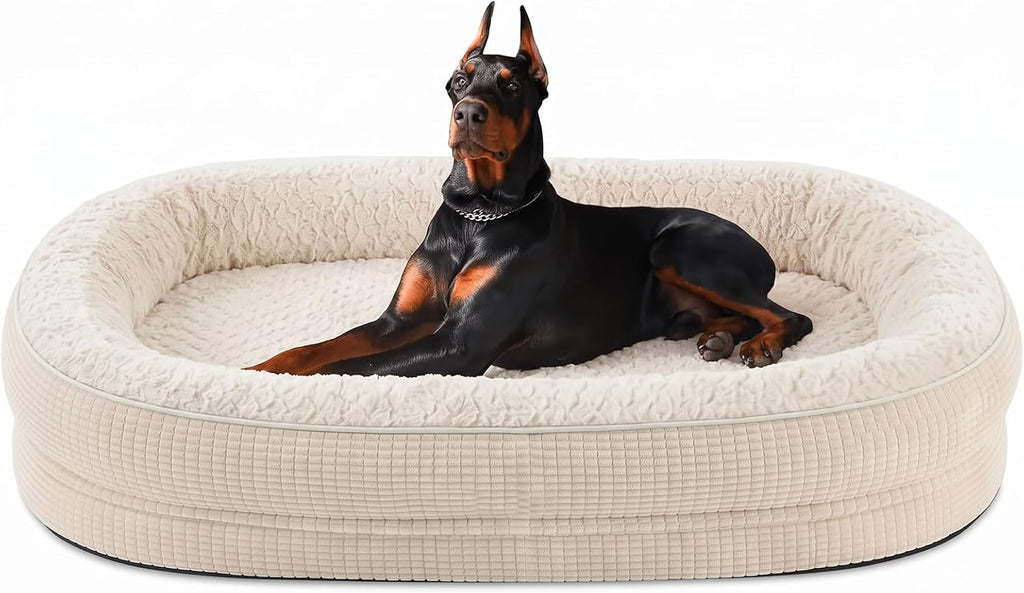 JOEJOY XXL Orthopedic Dog Bed for Large Dogs, 360° Oval Bolster, 48"