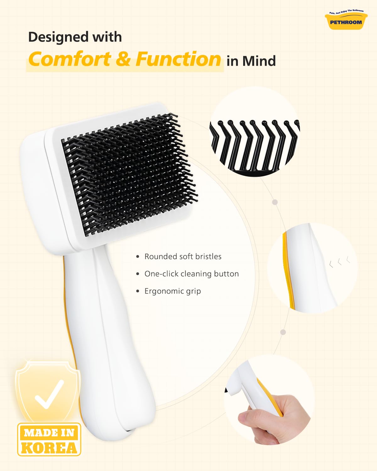 PETHROOM Self-Cleaning Slicker Brush for Dogs & Cats (Pack of 2)