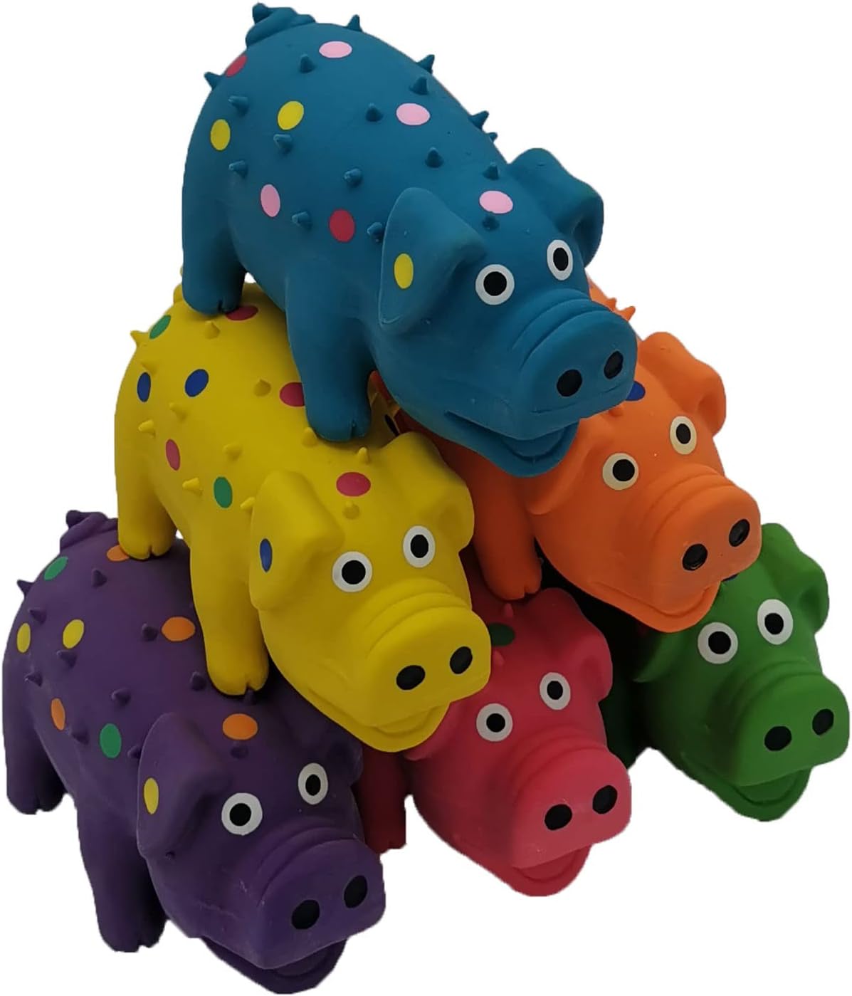 6 Pack 4 Inch Mini Latex Dog Squeaky Toys Polka Dot Piglet Pig Dog Toy for Mimi Small Dogs