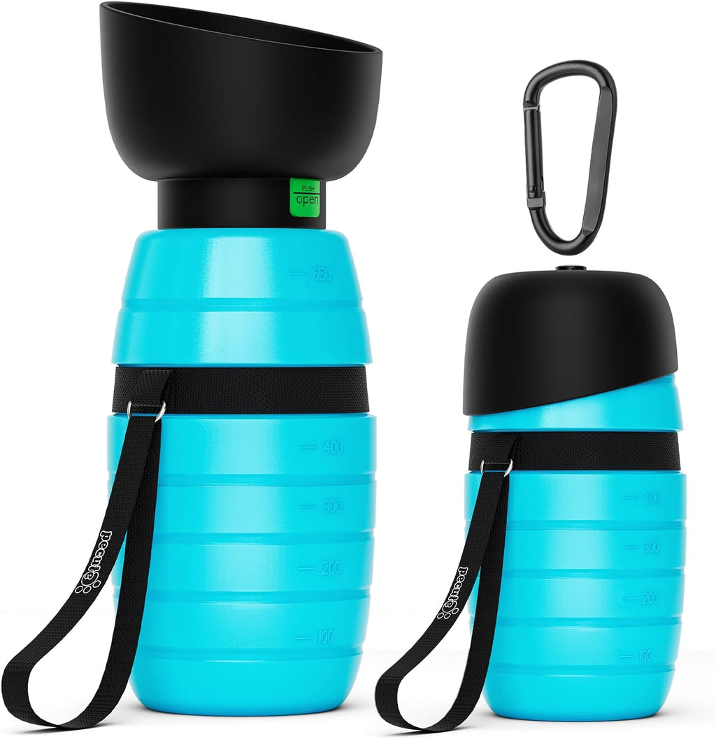 Pecute Portable 22 oz Dog Water Bottle, 2 in 1 Dog Water Bottle Bowl Leakproof with Double Seal, BPA Free, Lightweight, Pet Water Bottel Dispenser for Outdoor Walking Triping Hiking Camping Travels | Pet Water Dispenser Portable for Outdoor Walking Hik...