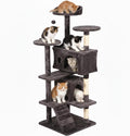 FDW | 54" Cat Tree Tower | Purple Gray | Multi-Level Indoor Activity Center with Sisal Scratching Posts, Condos, Plush Perches, Hanging Cat Toys | Sturdy, Easy to Assemble | for Kittens & Adult Cats