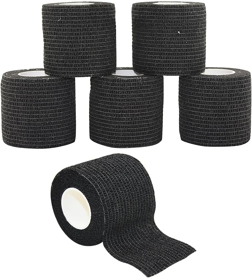 [6 Pack-2" x5Yards] MINGYUE Self Adhesive Bandage Wrap,Athletic Tape,Sports Tape,Wrist and Ankle Wrap Tape,Cohesive Bandage for Vet Tape(Black)