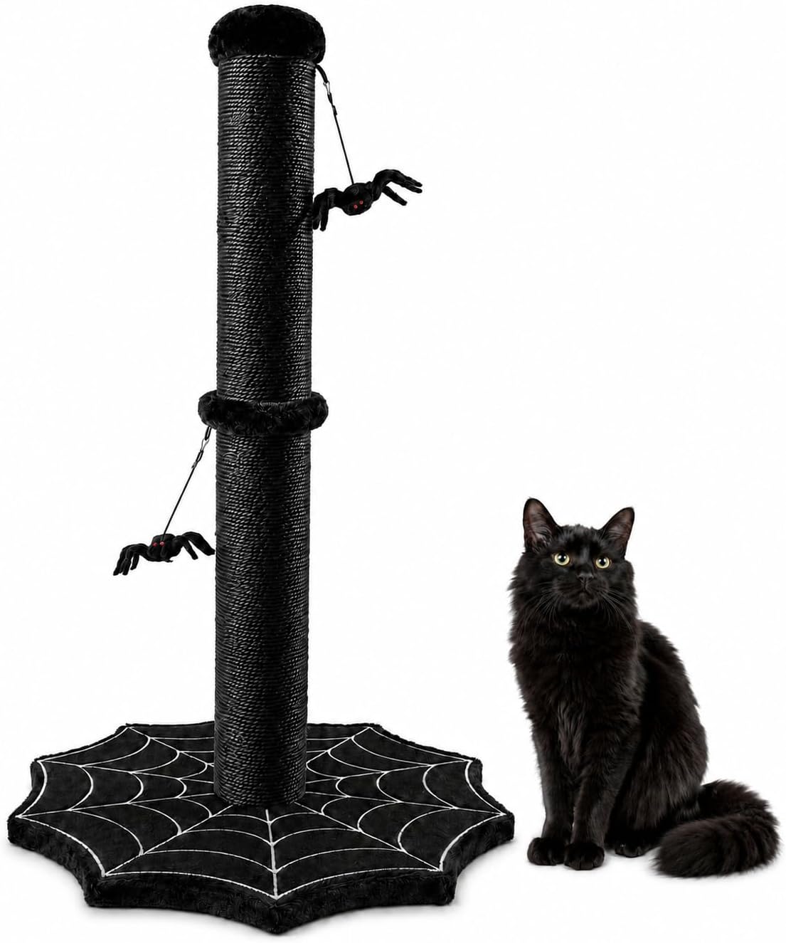 Gothic Cat Scratching Post with Spider Toys for Indoor Large Cats