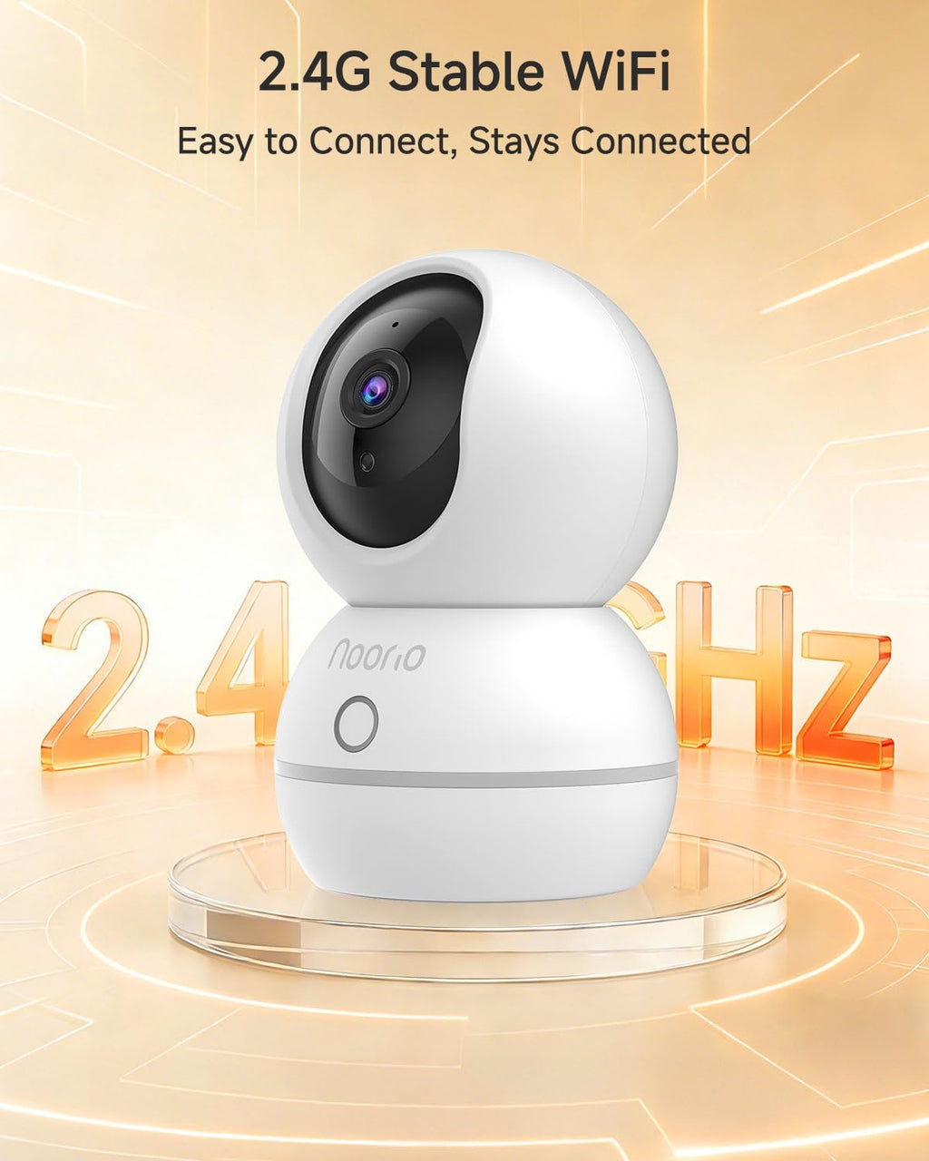Noorio 4MP/2K Indoor Security Camera, 2.4GHz UHD 360° PTZ Pet/Dog Camera