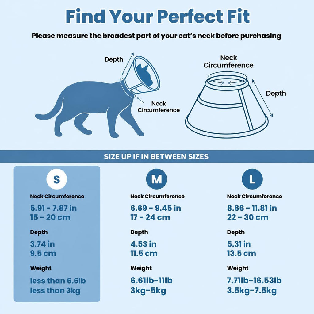 Avont Soft Mesh Cat Cone, Adjustable Anti-Lick E-Collar (Blue S)