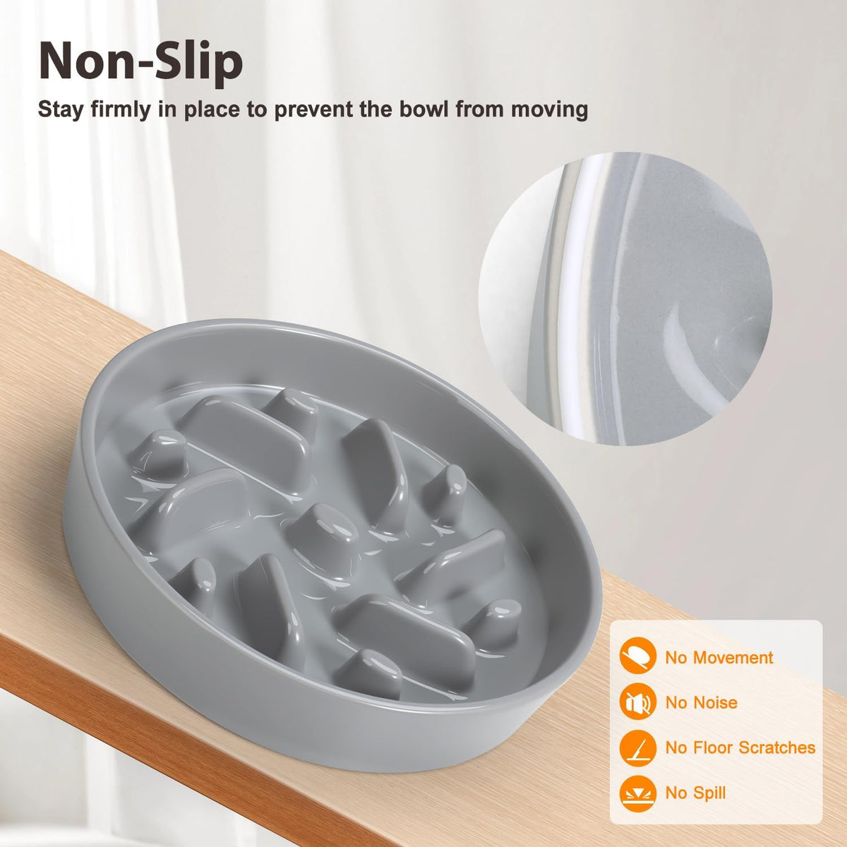 Ceramic Slow Feeder Dog Bowl, 2 Cups Maze Puzzle Dish to Slow Down Eating