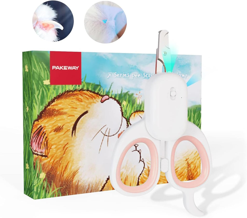 PAKEWAY Cat Nail Clipper with LED Light, Safe & Precise for Cats & Kittens