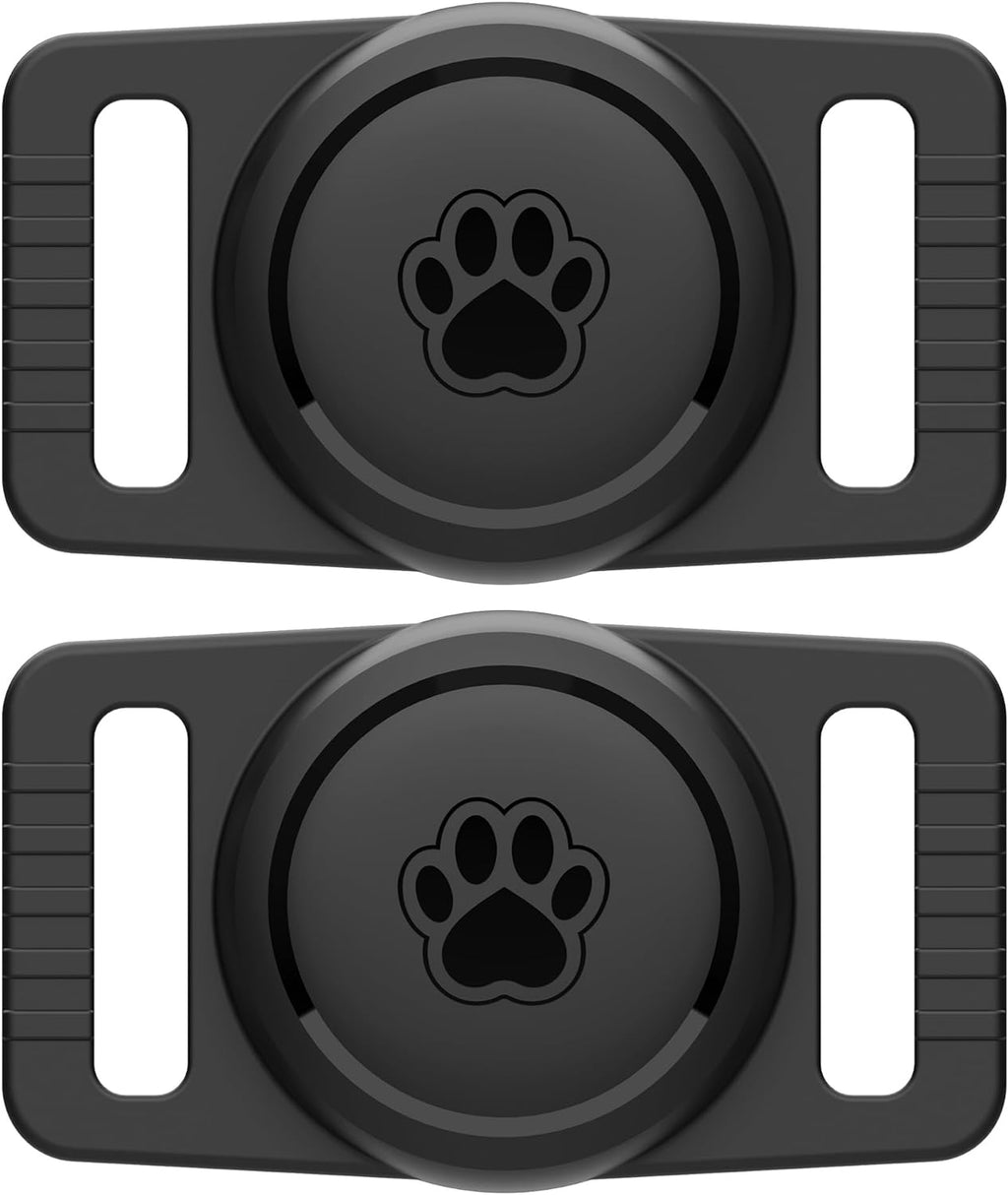 GOCII for Airtag Dog Collar Holder 2 Pack,Waterproof Dog Collar Holder for Apple AirTag(Gen 1 & 2),Silicone Air Tags Case for Dog Collars(Black)