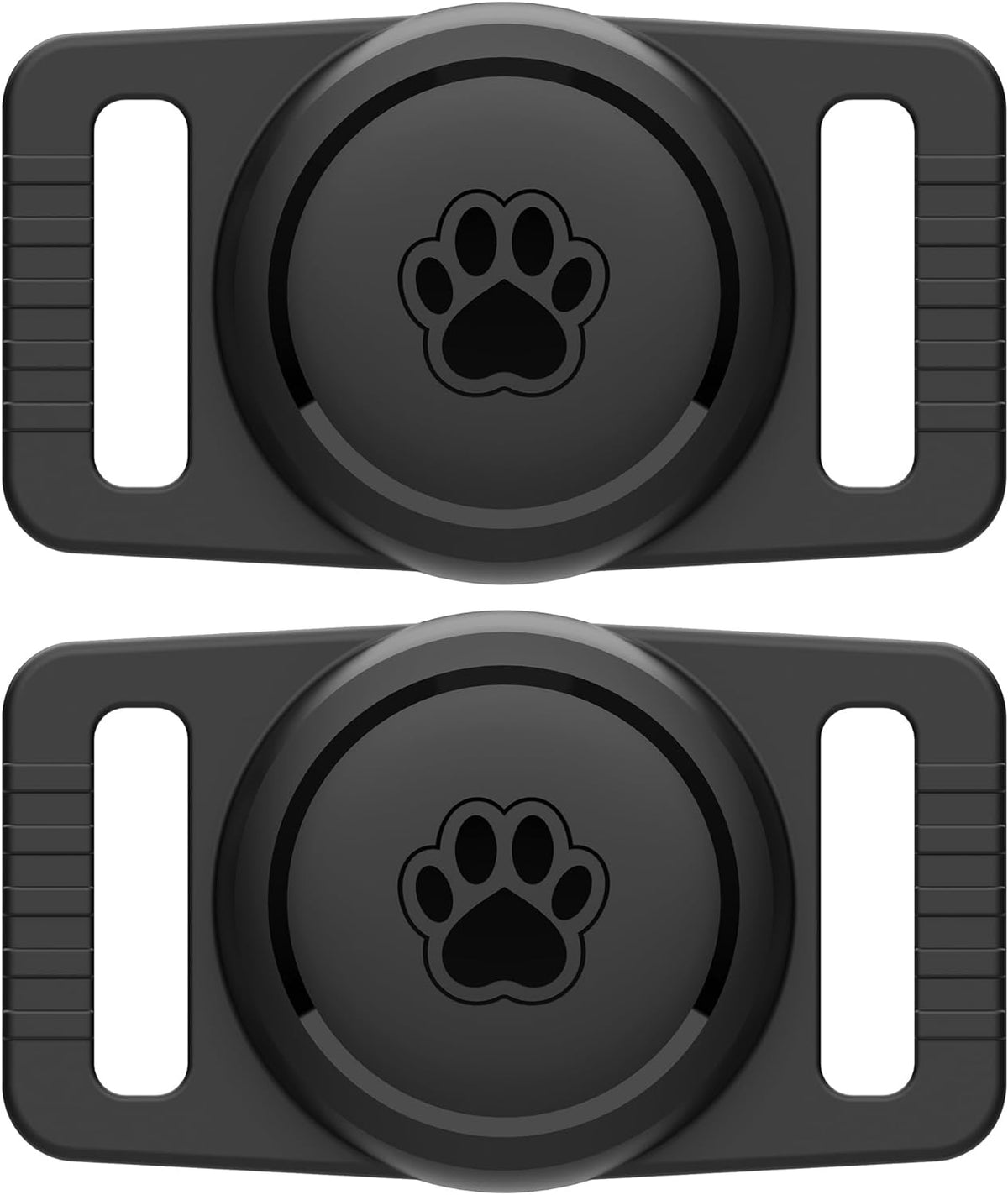 GOCII for Airtag Dog Collar Holder 2 Pack,Waterproof Dog Collar Holder for Apple AirTag(Gen 1 & 2),Silicone Air Tags Case for Dog Collars(Black)