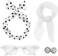 50s Set 50's Costume Accessories Chiffon Scarf Cat Eye Glasses Bandana Tie Headband Earrings for Cosplay Party