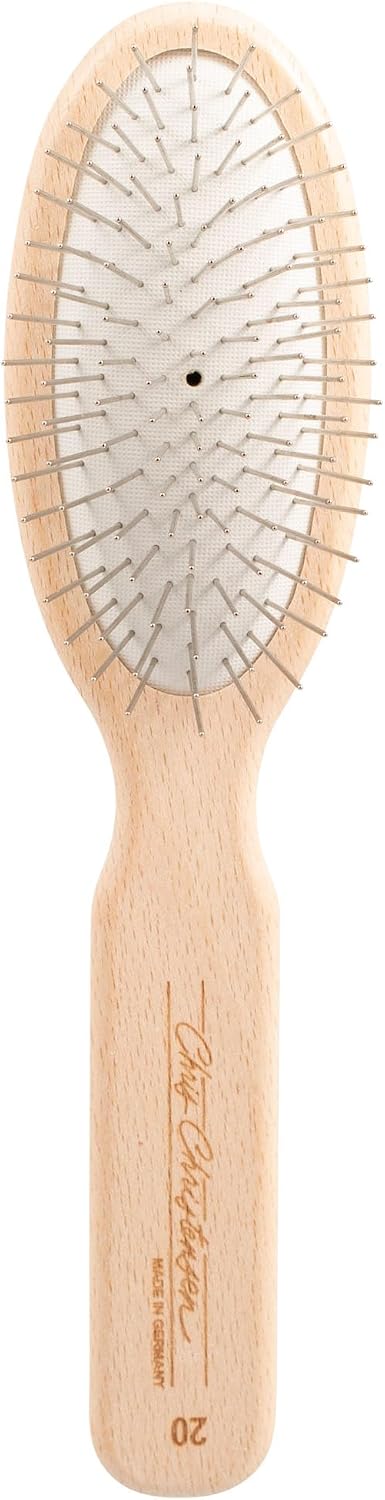 Chris Christensen 20 mm Oval Pin Dog Brush, Original Series, Groom Like a Professional, Stainless Steel Pins, Lightweight Beech Wood Body, Ground and Polished Tips 