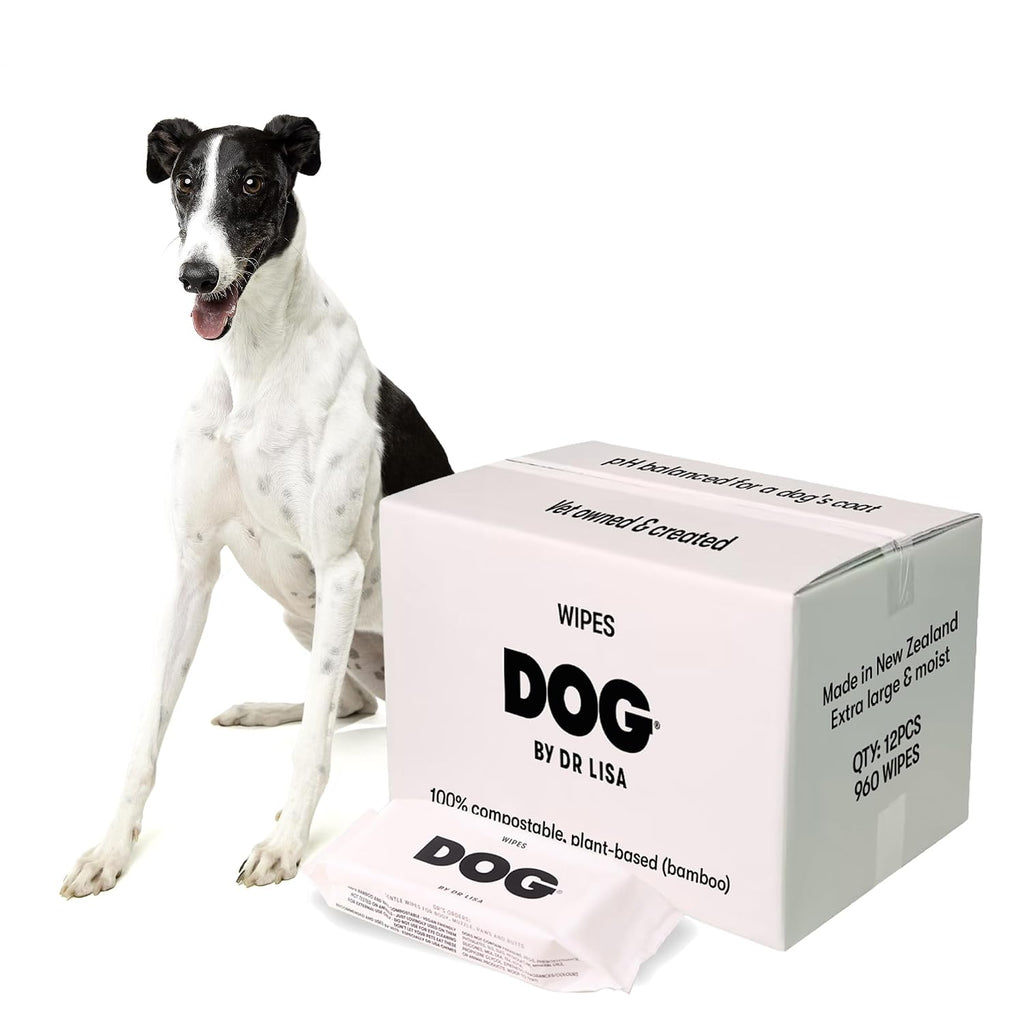 DOG by Dr. Lisa - Dog Wipes - Plant-Based, Natural Bathing Wipes for Dogs - Made from 100% Compostable Bamboo - Vet-Created - Vegan, Non-Toxic - 960 Count