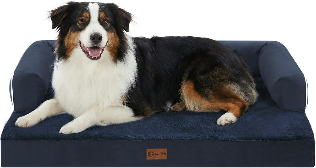 Waterproof Orthopedic Dog Bed for Medium Dogs, 35x22in, Navy Blue