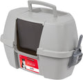 IRIS USA Large Corner Cat Litter Box, Space Saver, Gray | Discreet Locations, Compact Triangle Shape, 90-Degree Design, Triangular Footprint, Odor Defensive, Hidden Placement