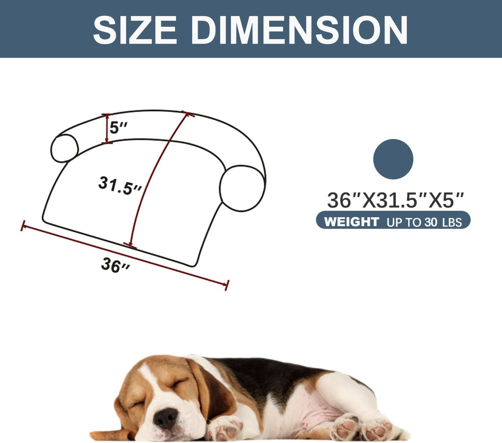 Calming Dogs/Cats Bed Mats, Dog Pad Washable Removable Couch Cover, Plush Long Fur Mat for Pets, Waterproof, Perfect for Small, Medium and Large Dogs and Cats (Navy Blue, 36"x31.5"x 5.0")