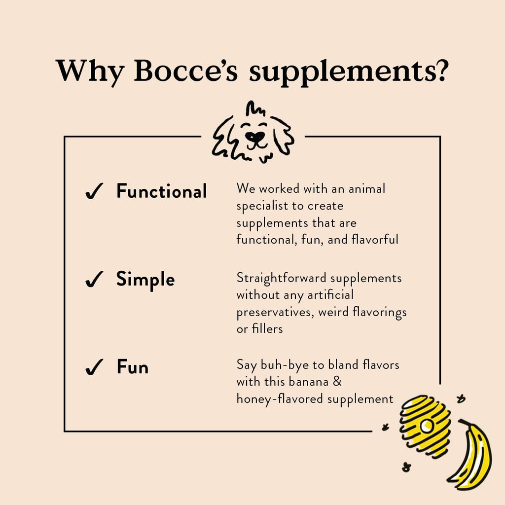 Bocce's Bakery Calming Supplement Chews, Banana & Honey Flavor (60 ct)