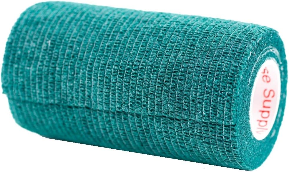 3 Inch Vet Wrap Tape Bulk (Hunter Green) (Pack of 12) Self Adhesive Adherent Adhering Flex Bandage Grip Roll for Dog Cat Pet Horse