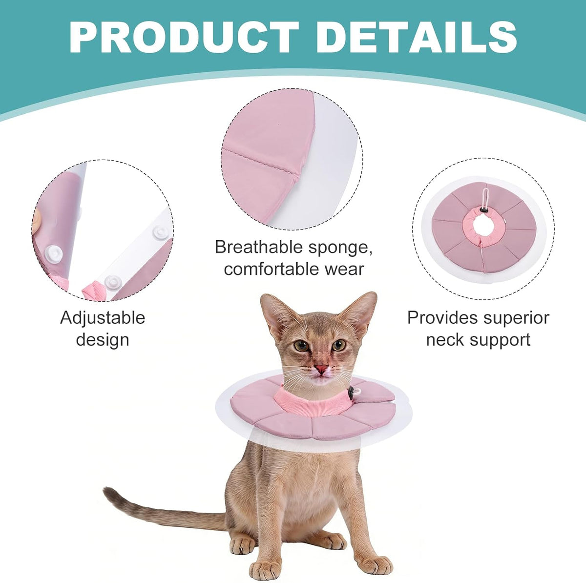 Elizabethan Collar, Cat Cone Collar Pet Cones, S/M, Pink, 2 Pcs