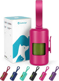 Gobeigo Dog Poop Bag Holder with Convenient Hook for Waste Bags(Hot Pink) | Silicone Strap Fits Any Leash, Large Opening for Easy Dispensing with 1 Bonus Roll of Waste Bags