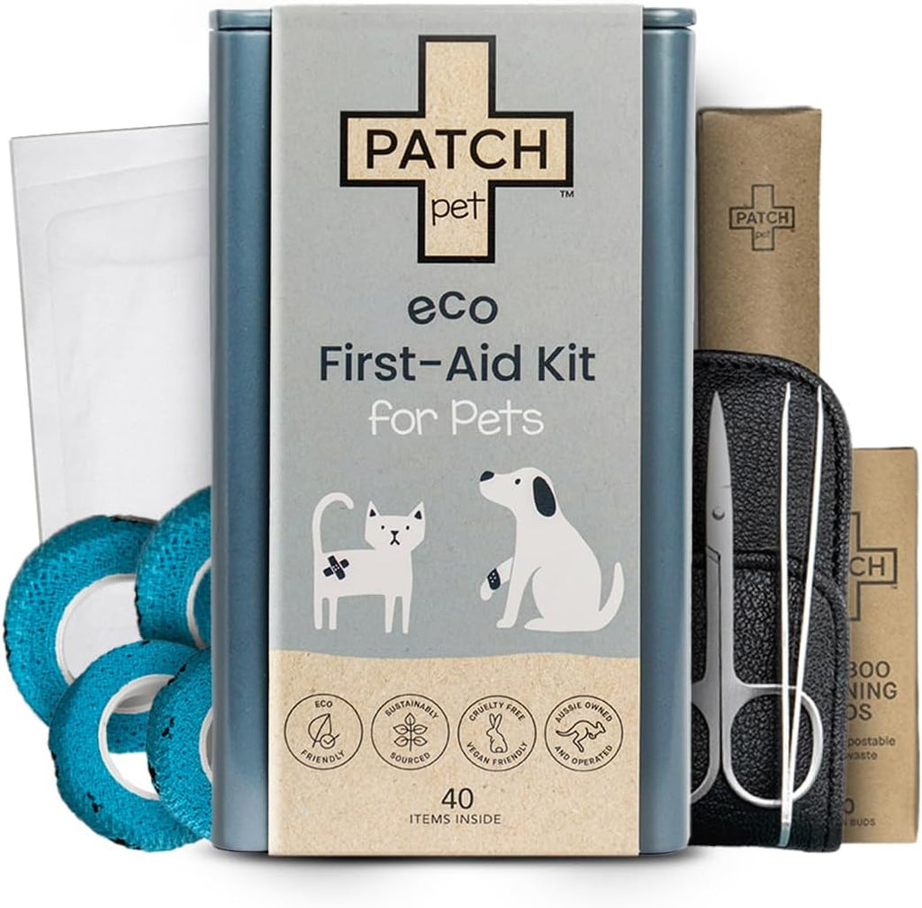 PATCH Eco Pet First Aid Kit for Dogs and Cats. Cat and Dog First Aid Kit with Bandages, Gauze Pads, Tweezers, Scissors, Dog Tick Remover &. Glove. Emergency First Aid Kit for Animals Including Puppy