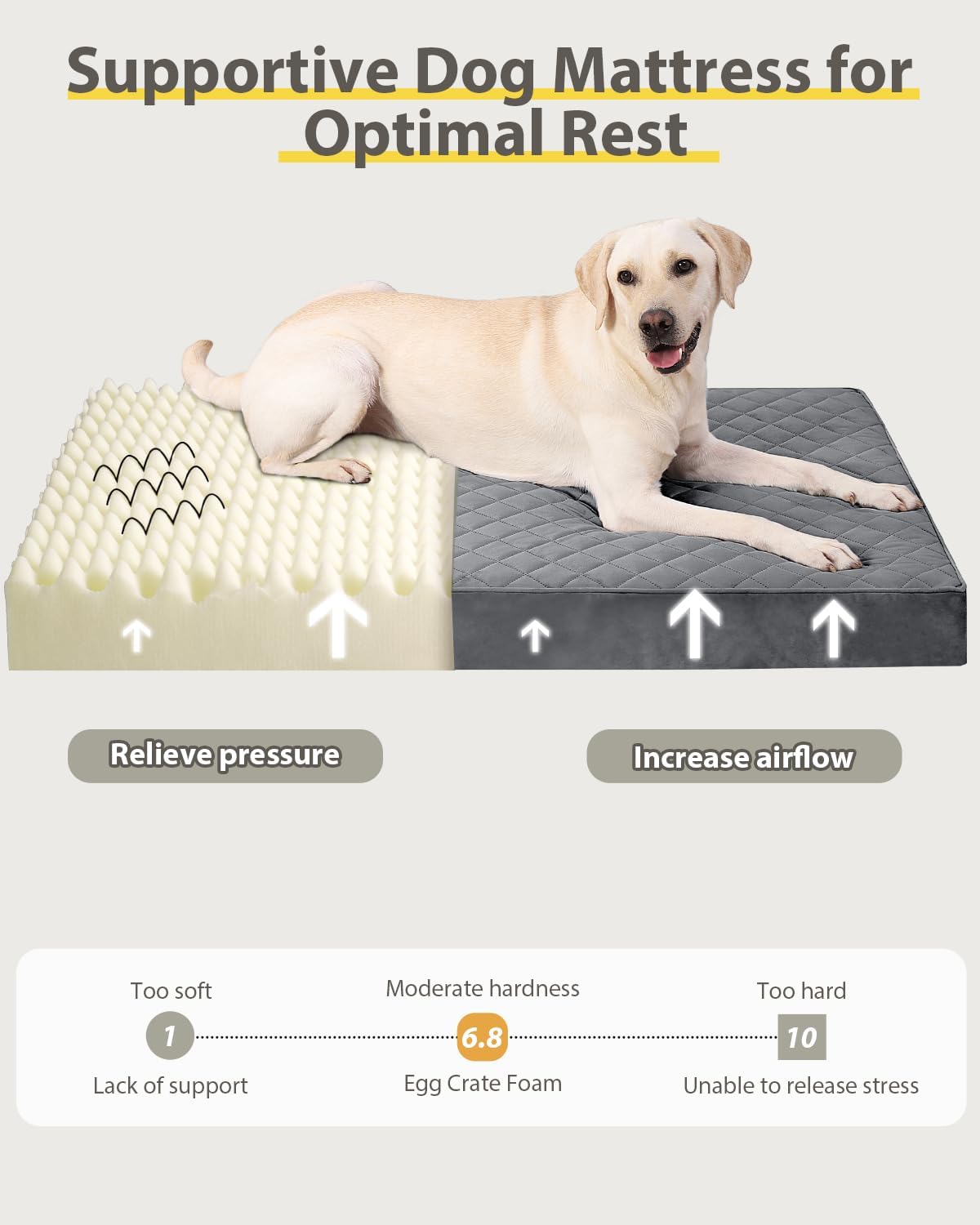 NUPIDA Orthopedic XL Dog Crate Beds Large Sized with Washable Cover, 41x27