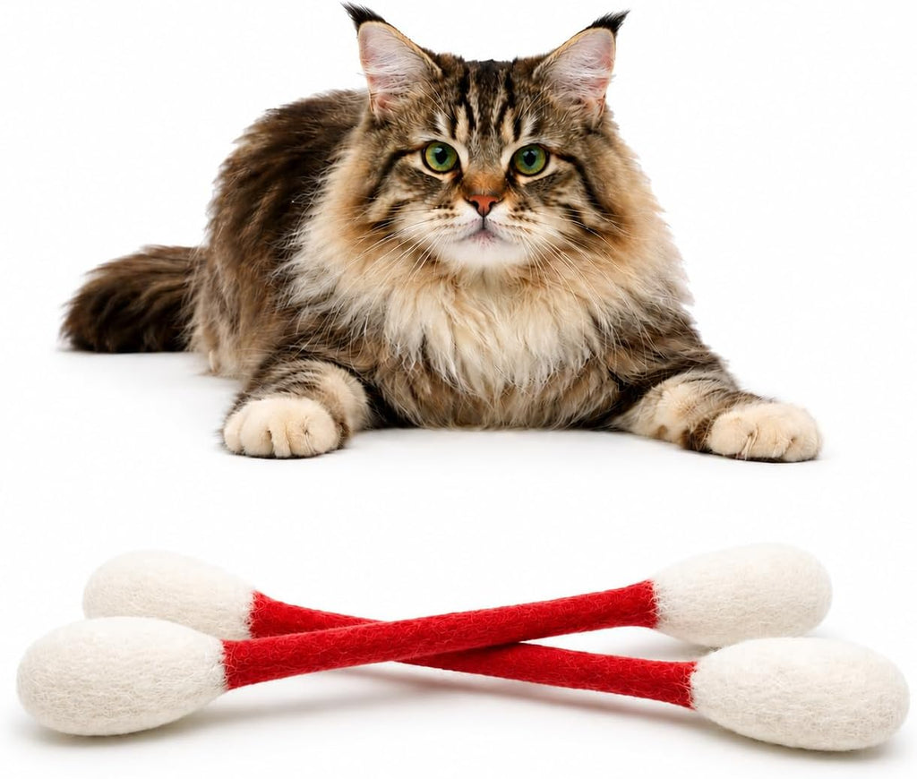 Glaciart One XXL Swabs Cat Toys with Catnip - 2 Pk | Durable for Chew, Cute Cat Toys Interactive Kitty for Boredom, Exercise, & Play | Filled w/Organic Catnip for Anxiety & as Digestive Aid