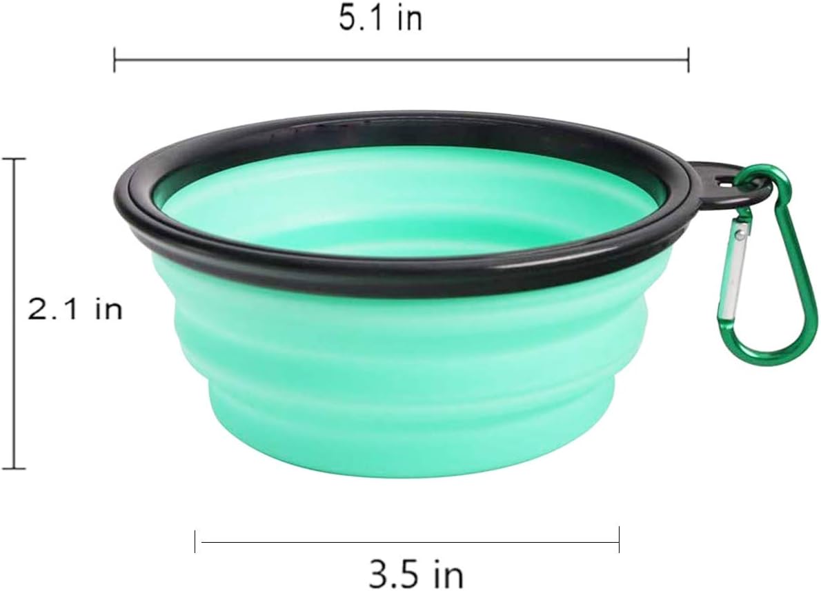 Collapsible Dog Bowl, Silicone Foldable Expandable Cup Dish, for Pet Dog/Cat Food Water Feeding Portable Travel Bowl - Green 