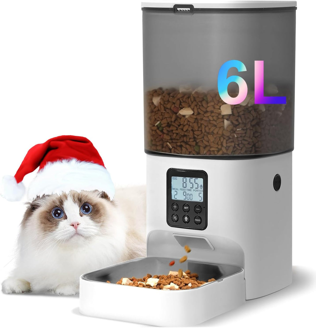 ANDOLL HOME Automatic Cat Feeder, Timed Cat＆Dog Dry Food Dispenser