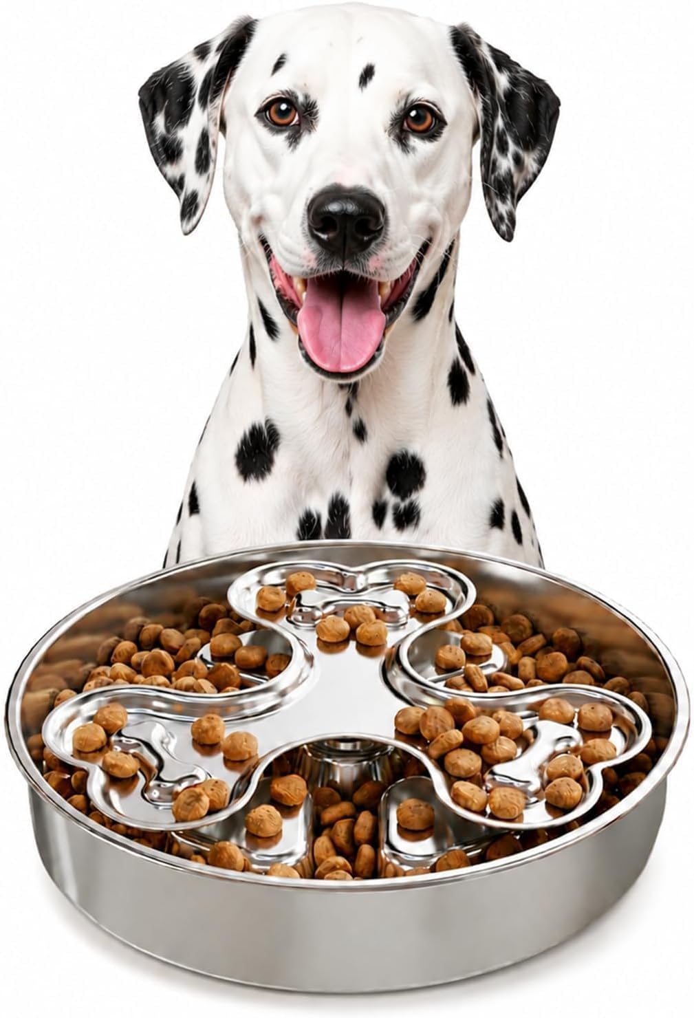 Kactoily 304 Stainless Steel Slow Feeder Dog Bowls, 2.5-3 Cups Capacity