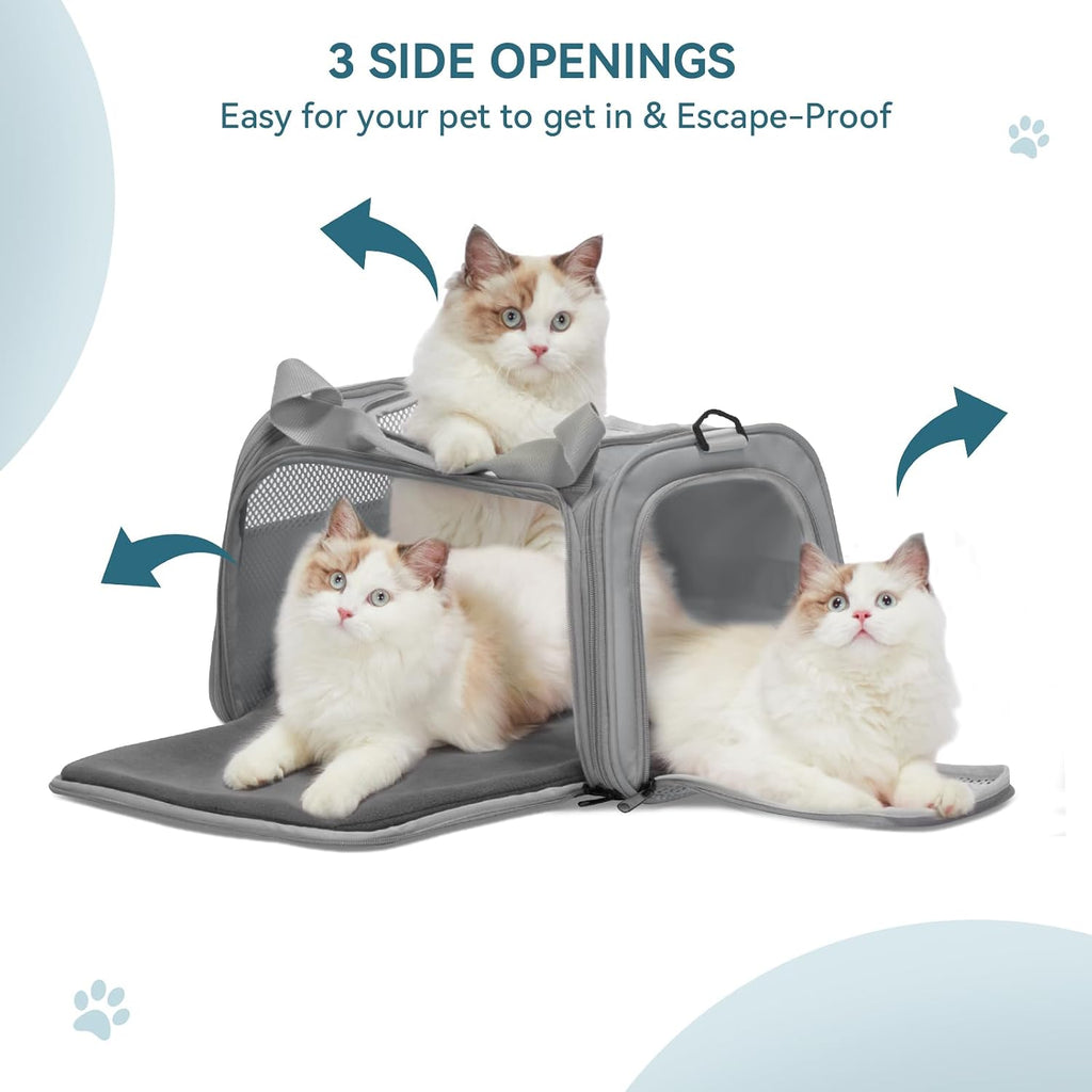 PETSFIT Cat Carrier, Grey, Small and Medium Cats Under 12 Lbs