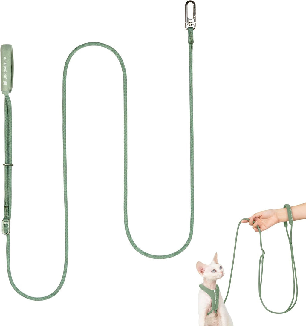 Hands Free Cat Leash Lightweight Adjustable Padded Handle, Olive
