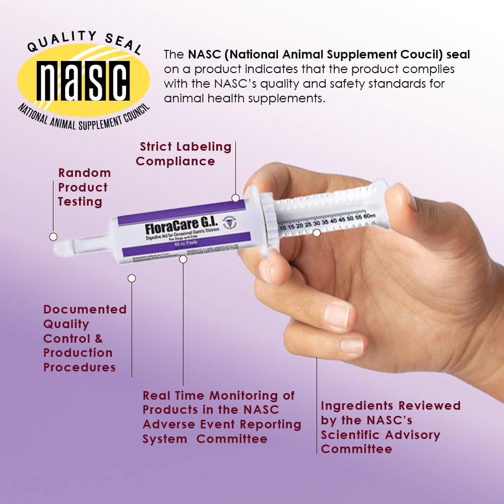 FloraCare GI Digestive Paste for Dogs & Cats – Helps Diarrhea, Upset Stomach & Occasional Gastric Distress – Gut Health Support with Easy Oral Syringe – Veterinarian Recommended Digestive Aid – 60cc