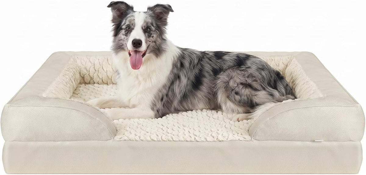 INVENHO L Plus Orthopedic Dog Bed for Large Dogs, Washable Dog Sofa with Egg-Crate Foam, Waterproof Lining and Non-Skid Bottom