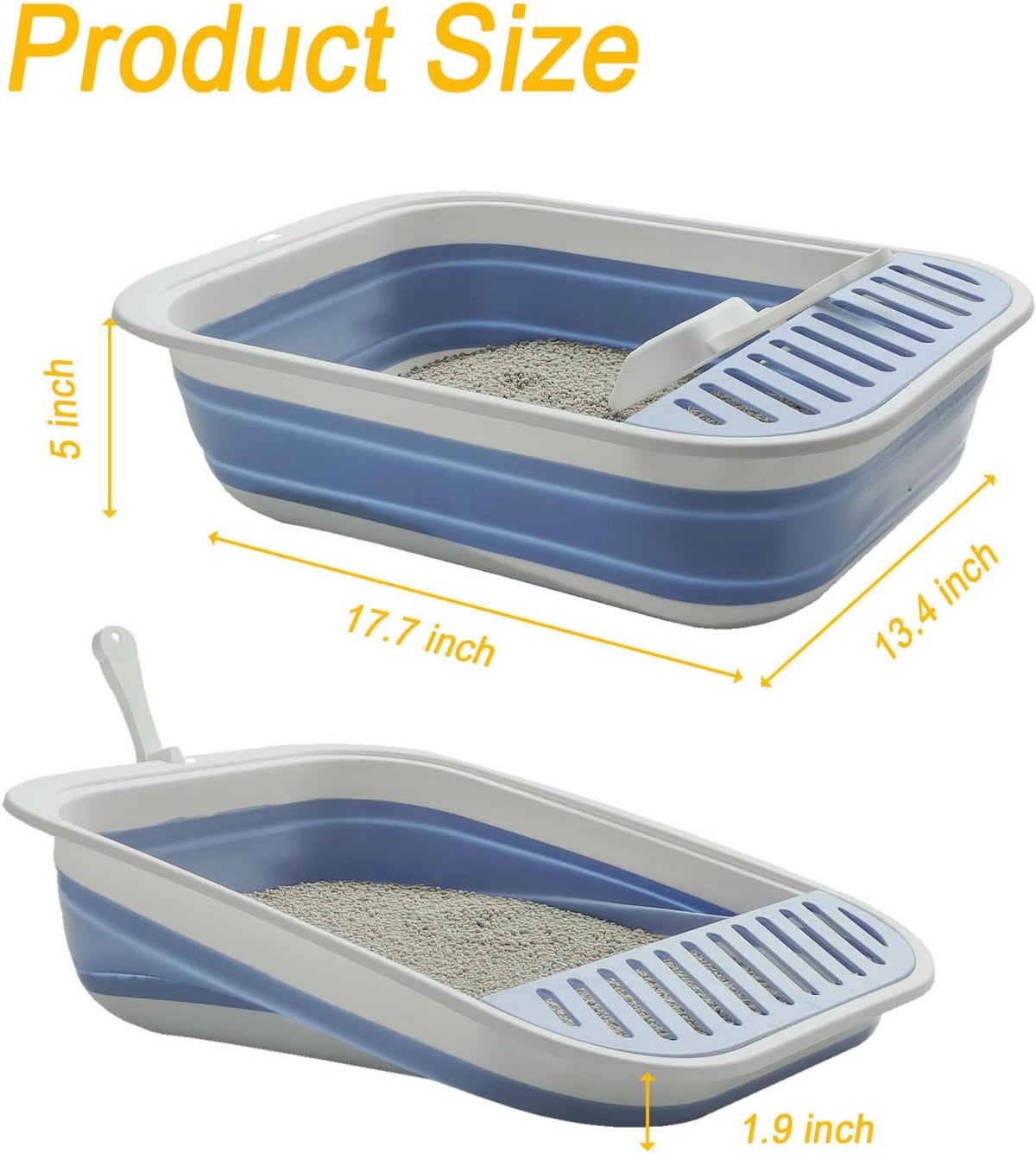 Low Entry Kitten Litter Box Collapsible Shallow Litter Box