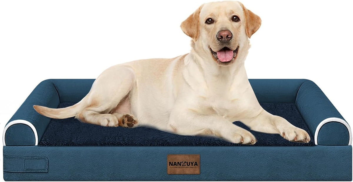 NANUYA Orthopedic Dog Bed for Large Dogs, 38 x 25 Inch, Navy Blue
