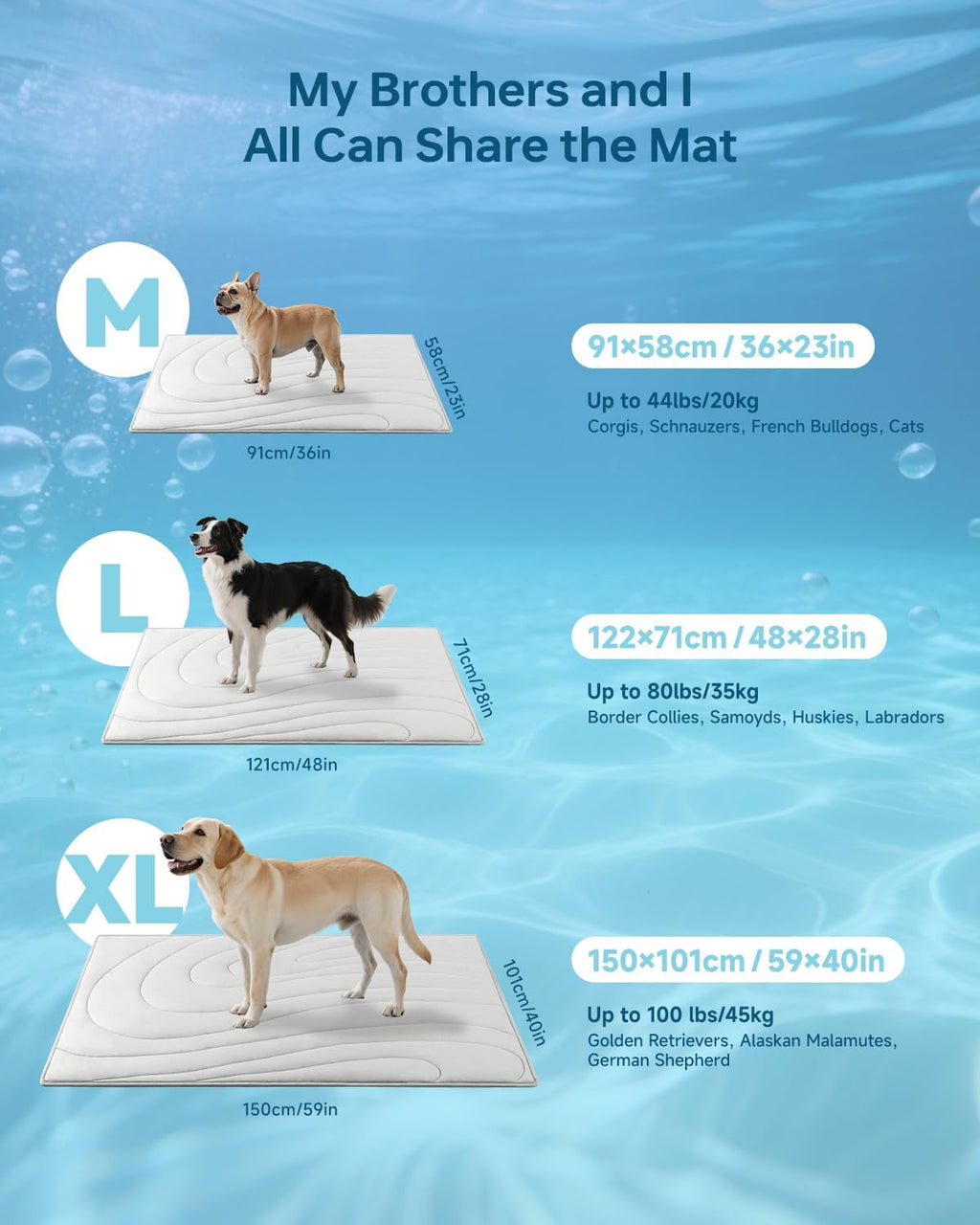 Cooling Mat for Dogs, 36"x23" Washable Pet Cooling Pad, Small & Medium Dogs