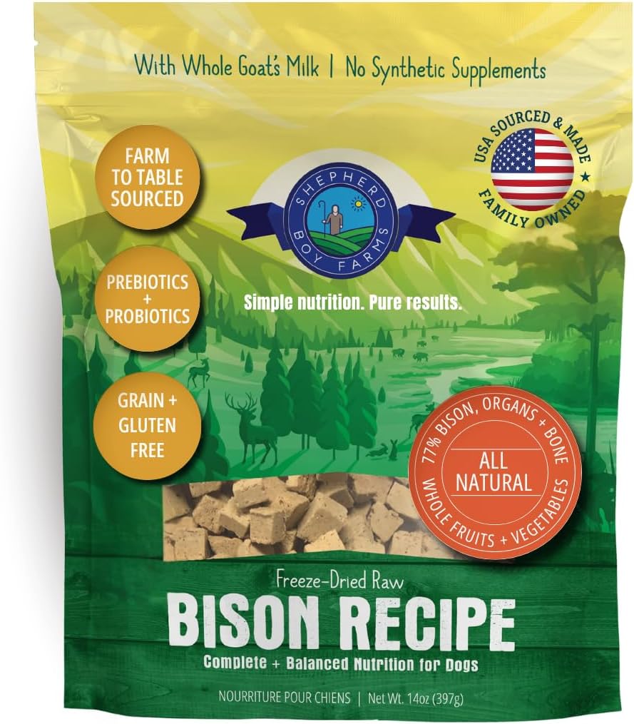 Shepherd Boy Farms Freeze Dried Bison Dog Food, Complete Meal or Mixer 14oz