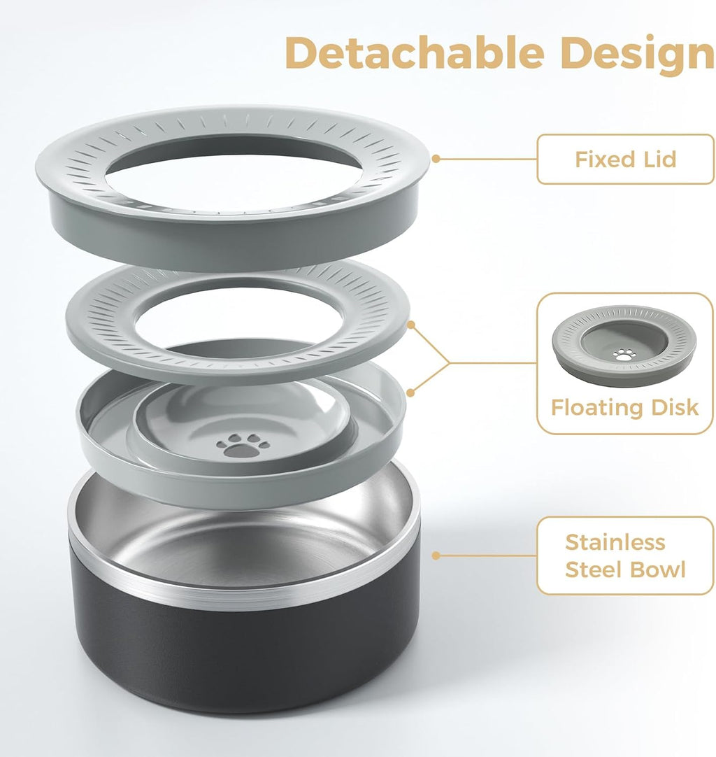 Stainless Steel Dog Water Bowls, No Spill Water Bowls for Dogs, Black