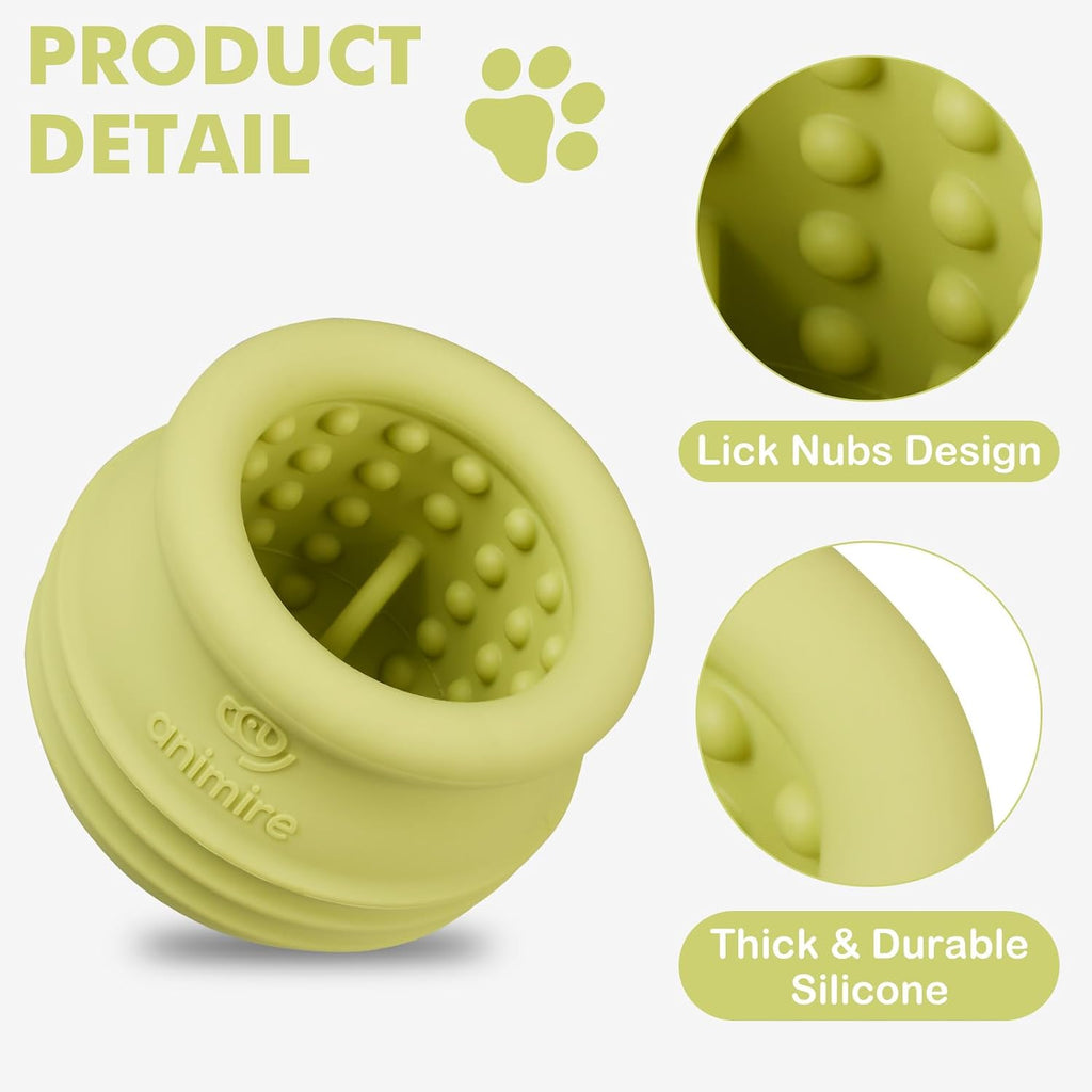 Treat Dispensing Dog Toy, Long-Lasting Interactive Puzzle Toys for Dogs, Stuffable Dog Enrichment Frozen Lick Treat Toy for Boredom, BPA Free Silicone Fetch Catch Chew Toy (Green,S)