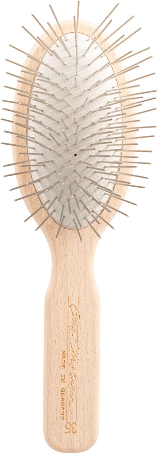 Chris Christensen 35 mm Oval Pin Dog Brush, Original Series, Groom Like a Professional, Stainless Steel Pins, Lightweight Beech Wood Body, Ground and Polished Tips 
