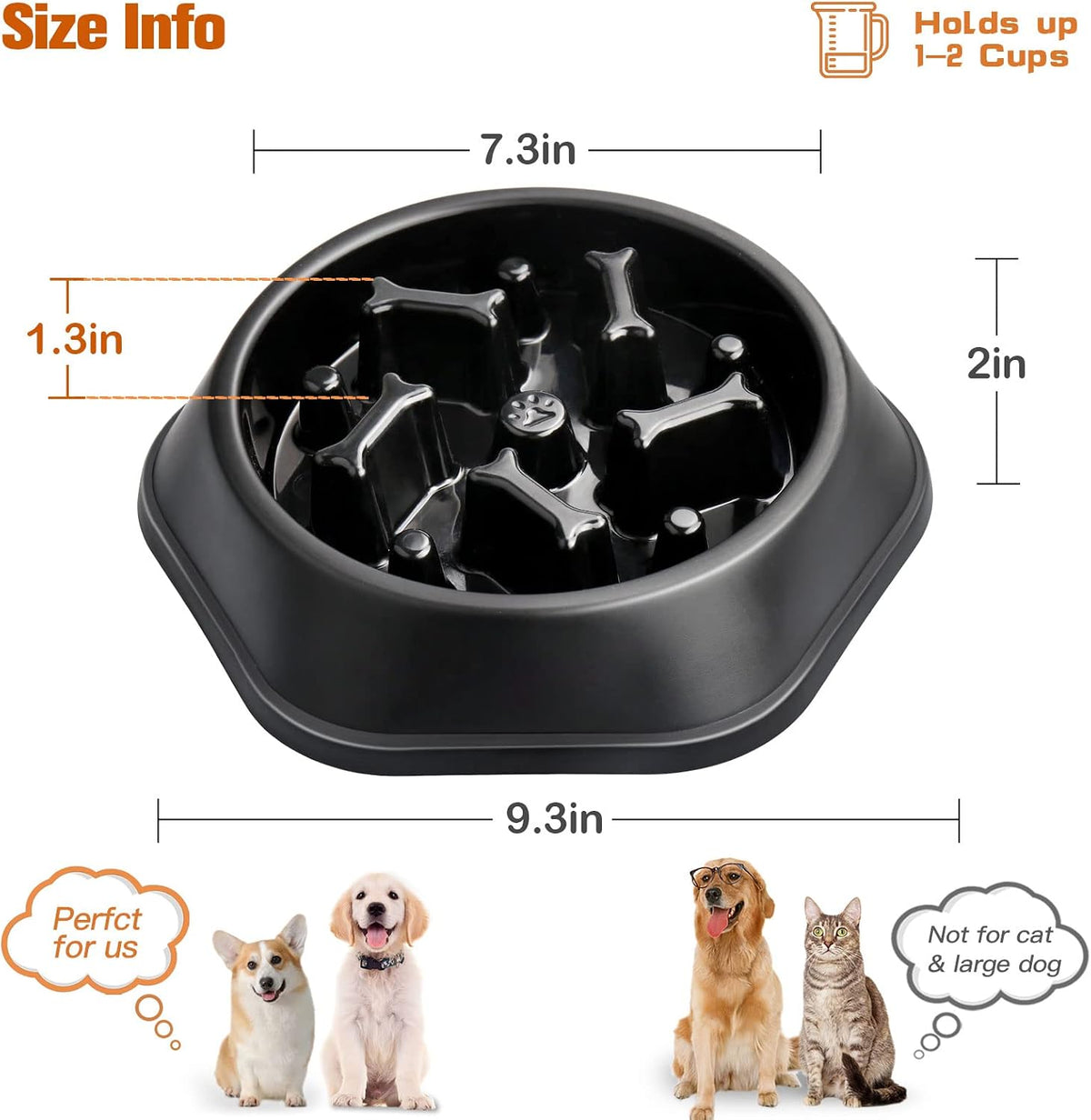 UPSKY Slow Feeder Dog Bowl Anti-Chocking Slower Feeding Pet Puzzle Bowls | Interactive Bloat Stop Dog Food Dishes, Non-Slide Dogs Lick Treat for Small Medium, Slow-Eating Maze Design, Easy to Clean 